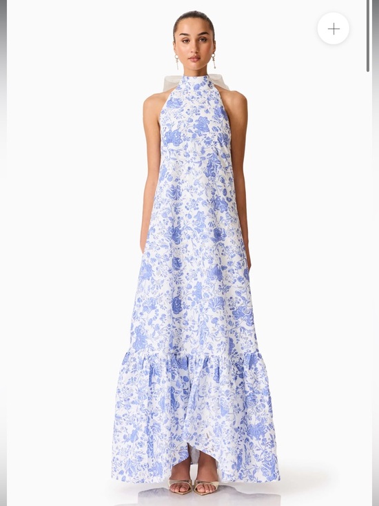 Elliatt Dresses & Skirts - elliatt elin blue & white floral halter neck open back maxi gown dress large NEW